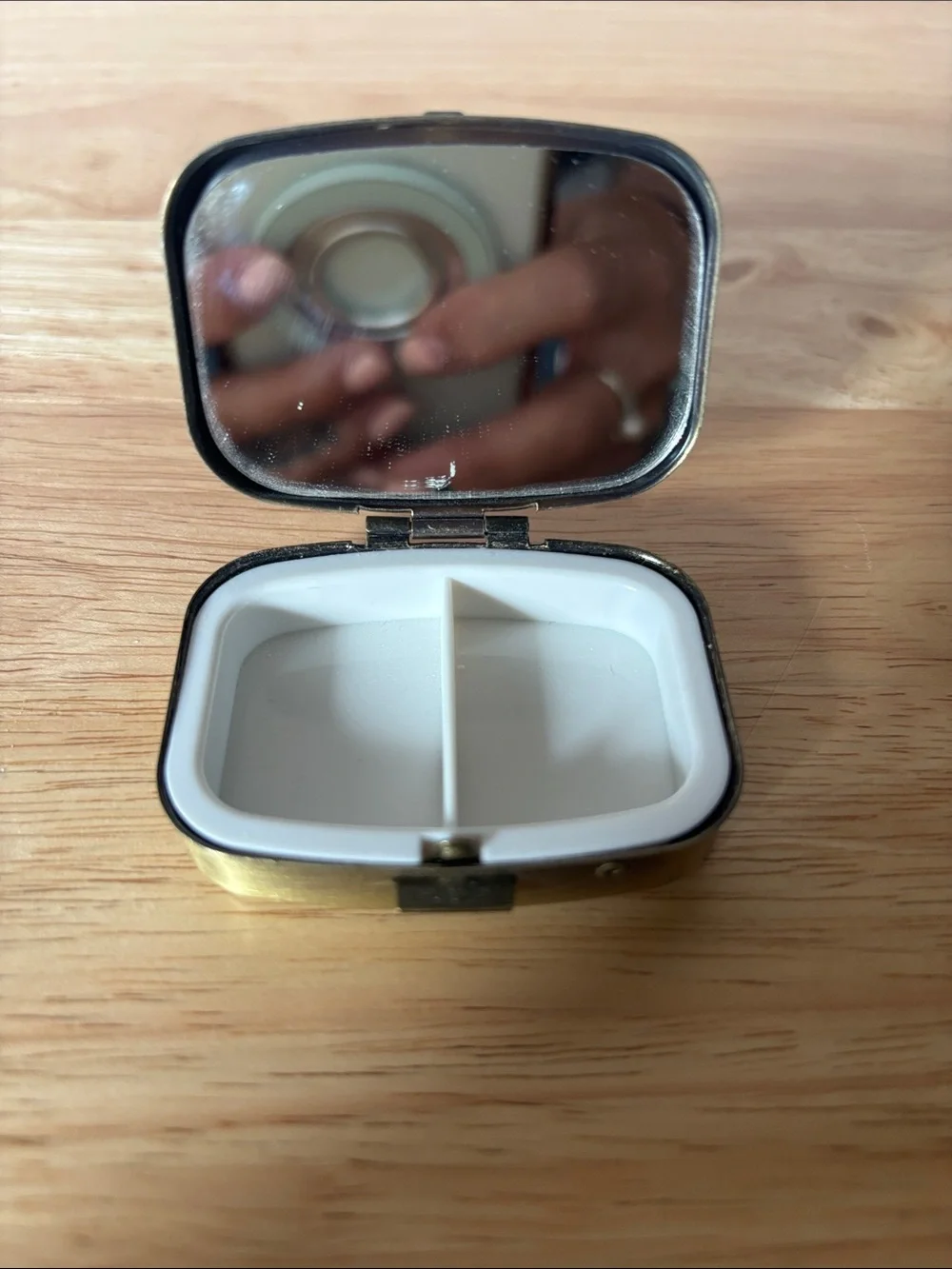 Vintage Floral Brass Pill Box